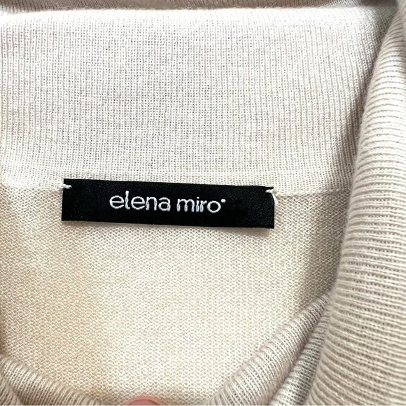 Elena Miro Color Black Lace Trim Wool Blend Cowl Neck Sweater in Black & Cream - Picture 6 of 14